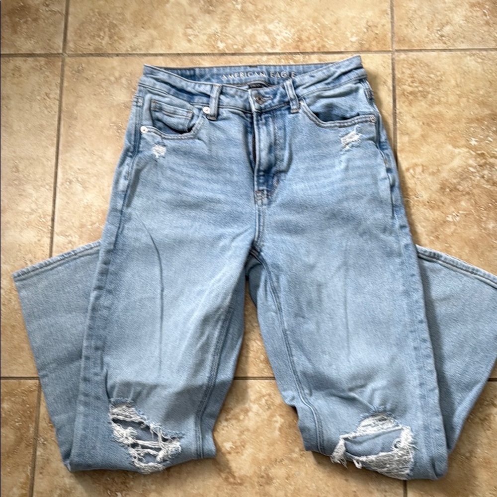 American Eagle Outfitters Blue Boyfriend Jeans Distressed